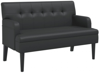 Sitzbank mit Rückenlehne, Kunstleder, Schwarz, 112 x 65,5 x 75 cm