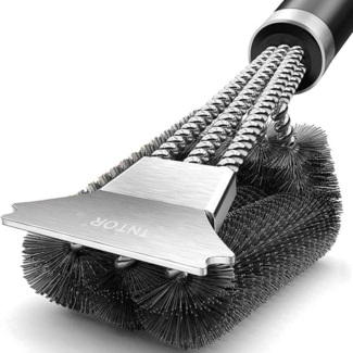 'TNTOR ' 3IN1 Robuste Grillbürste, Edelstahl Schwarz