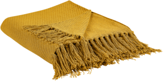 Beliani 'YARSA' Kuscheldecke, Baumwolle senfgelb, 125x150 cm