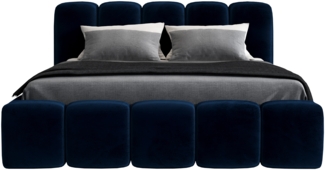 A&J MöbelLand 'Sonic' Polsterbett, Polyester, Königsblau, 90 x 200, mit Lattenrost, mit Bettkasten