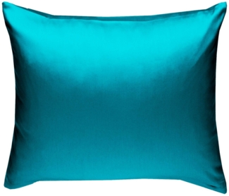 Bettwaesche-mit-Stil Mako-Satin / Baumwollsatin Bettwäsche uni / einfarbig petrol blau Kissenbezug 40x40 cm