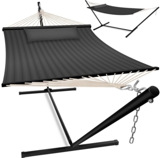 KESSER® Hängematte HILL mit Gestell Kissen Doppelhängematte für 2 Personen-Stabiler Rahmen -200kg Belastbarkeit Indoor & Outdoor XXL Hängesessel Doppel Mehrpersonen Garten Pool Balkon Terrasse Anthrazit