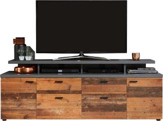 Trendteam TV-Lowboard, Spanplatte Old Wood / grau, 66 x 47 x 180 cm