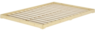 Extra niedriges Doppelbett 180x200 platzsparendes Loftbett Fichte Tanne geölt V-60.47-18Rollrost inkl.