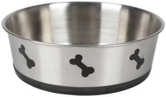 Buri Fressnapf 2 Liter rutschfest, Edelstahl silber, 24x8 cm