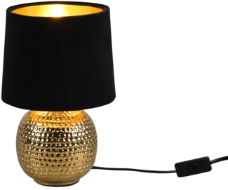 TRIO Leuchten 'Sophia' Schreibtischlampe mit Keramikfuß & Samtschirm, ohne Leuchtmittel, E14, Ø16x26cm