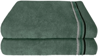 Schiesser Frottier Duschtücher Skyline Color im 2er Set aus kuschelweicher Baumwolle, Made IN Green, Farbe:Dunkelgrün, Größe:70x140 cm
