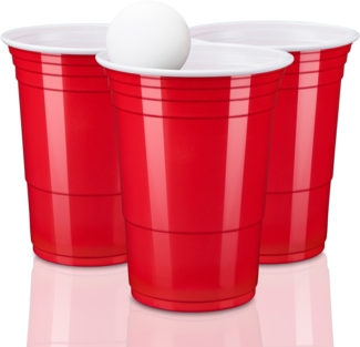 TRESKO Partybecher, 100 Stück, 12 Bälle, Polypropylen rot, 473 ml