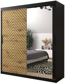 Kleiderschrank Sonter II 180 (Farbe: Schwarz / Artisan Eiche + Schwarz, Größe: 180 cm, ohne Schubladen)