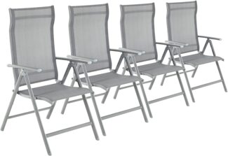 Songmics Gartenstuhl, 4 Stück, klappbar, Rückenlehne 8-stufig verstellbar, Aluminium / Kunstfasergewebe, 56 x 70 x 106 cm, Grau
