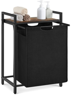 Vasagle Wäschekorb ausziehbar, Metallrahmen Vintagebraun/Schwarz, 65 L / 50 x 33 x 72 cm