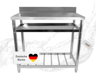 Lemodo Arbeitstisch Edelstahl – Höhenverstellbarer Edelstahltisch für Outdoorküche, Gastro, Filetiertisch, robuster Tisch für Küche, Outdoor und Gastronomie, stabile Arbeitsfläche, 100x50x90 cm