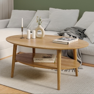 skølm 'Mjölnir' Couchtisch, oval, Massivholz Eiche, natur geölt, 45x110x70 cm