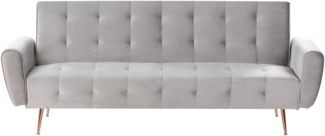 beliani 'SELNES' Schlafsofa, 3-Sitzer, Samtstoff, Grau, 85 x 84 x 212 cm