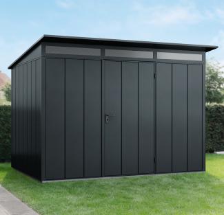 Hörmann Ecostar Metall-Gerätehaus Elegant mit Pultdach Typ 3, 238x303 cm , anthrazitgrau, 7,2 m²,1-flüglige Tür