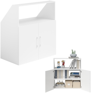 Bellamio 'Aland' Dachschrägenregal mit Türen und offenem Fach, weiß, 100x52x90 cm, Schrank für Dachschräge mit 3 Fächern