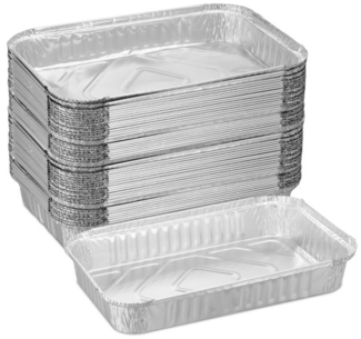 Relaxdays Aluschalen Grill 50er Set, 4,5 x 31 x 21 cm