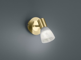 LED Wandleuchte, messing, Glas Alabaster, Spot beweglich, H 14,5 cm