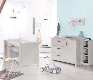 roba Kinderzimmerset 'Mila' 2-teilig - Bett 70 x 140 - Wickelkommode - Weiß / Grau