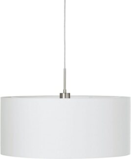 Eglo 31575 Hängeleuchte Pasteri in nickel-matt, Textil weiß 1X60W H:110cm Ø53cm dimmbar