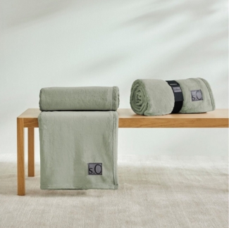 s.Oliver 'Oro' Wohndecke, flauschig, warm & waschbar, Polyester salbei, 150x200 cm