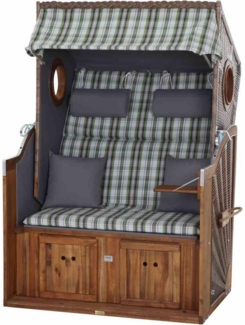 TRENDY BY DEVRIES Strandkorb Trend 45, Stoff 749 PE walnut, Akazie FSC 100%, mit Bullauge