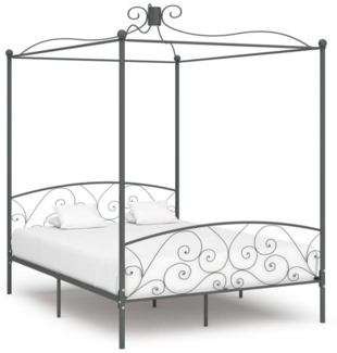 Himmelbett-Gestell Grau Metall, 180x200 cm