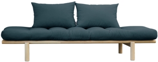 KARUP DESIGN PACE Futonsofa Gestell Natur Matratze Petrol Blau