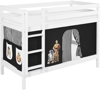 Lilokids 'Jelle' Etagenbett 90x200 cm, Star Wars Schwarz, Kiefer massiv, mit Vorhang und Lattenroste