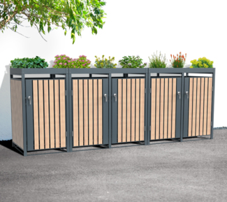 Westmann Metall Mülltonnenbox Planta | 5x240 L | Mülltonnenbox mit Pflanzdach | 84x332x124 cm