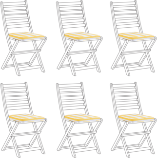 Set mit 6 Sitzkissen Streifenmuster TOLVE 39 x 31 cm Gelb