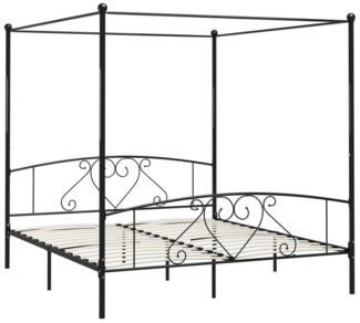 Himmelbett-Gestell aus Metall schwarz, 180x200 cm
