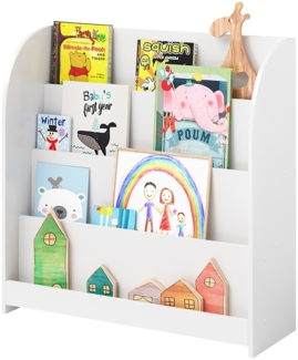 Bellabino 'Baru' Kinderbücherregal, weiß, 88x30x80 cm, Montessori-Regal mit 4 Ablagefächern