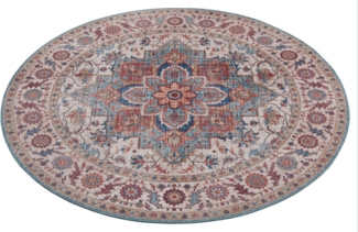 Vintage Teppich Anthea - cyan-blau - 160 cm Durchmesser