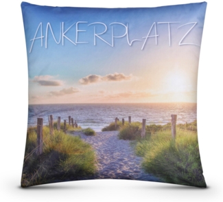 Outdoor Kissen ( 45 x 45 cm ) "Ankerplatz" Dekokissen Fotodruck - Reißverschluss - Schmutz Wasserabweisend Garten - abnehmbarer Kissenbezug