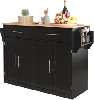 Merax Servierwagen mit klappbarer Tischplatte / Rollen, Spannplatten schwarz, 120 x 46(71) x 91 cm