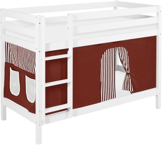 Lilokids 'Jelle' Etagenbett 90x200 cm, Braun Beige, Kiefer massiv, mit Vorhang und Lattenroste