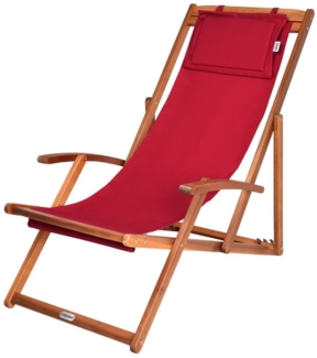 Casaria Gartenliege Rot, 160kg Belastbar Armlehne Nackenkissen Klappbar Verstellbar