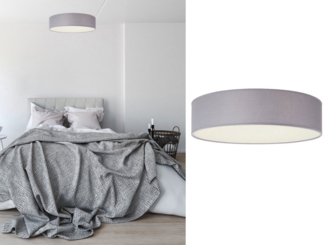 smartwares LED Deckenleuchte, Dimmfunktion, LED wechselbar, Warmweiß, mit Stoff Lampen-schirm Grau Design-klassiker für Treppenhaus, Ø 40cm