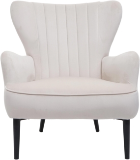 Lounge-Sessel HWC-K37, Cocktailsessel Polstersessel Sessel, Samt (280g/m²) ~ creme-beige