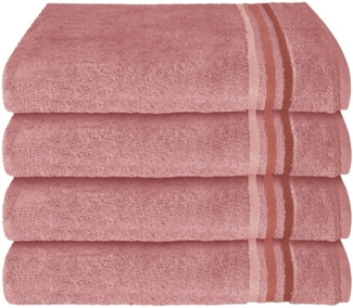 Schiesser Frottier Handtücher Skyline Color im 4er Set aus kuschelweicher Baumwolle, Made IN Green, Farbe:Altrosa, Größe:50x100 cm