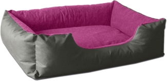 BedDog 'LUPI' Hundebett, waschbar, mit Rand, Cordura / Microfaser-Velours, PASSION-ROCK (grau/pink), L 55 x B 40 x H 17 cm