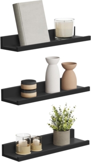 Songmics Schwebendes Regal, Set mit 3 Stück, Wandregale in Holztechnik, Hochglanz-Finish, Länge 38 cm, mit Vorderseite, für Schmuckstücke, Töpfe, Gewürze, Fotos, Schwarz LWS038B01