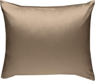 Bettwaesche-mit-Stil Mako-Satin / Baumwollsatin Bettwäsche uni / einfarbig hellbraun Kissenbezug 40x40 cm