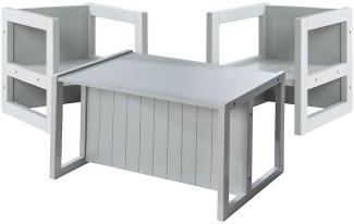 Roba Kindersitzgruppe mit zwei Hocker und einem Tisch, MDF grau