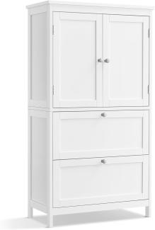 Vasagle Badkommode Badezimmerschrank mit 2 Türen und 2 Schubladen, MDF weiß, 30 x 60 x 110 cm