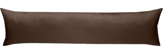 Bettwaesche-mit-Stil Mako-Satin Seitenschläferkissen Bezug aus 100% Baumwolle (Baumwollsatin) Uni/einfarbig (40x145 cm, Dunkelbraun)
