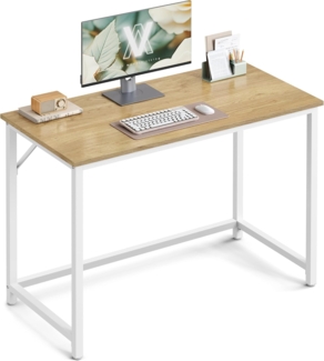 Vasagle Schreibtisch, Kleiner Computertisch, Bürotisch, für Arbeitszimmer, Schlafzimmer, 50 x 100 x 76 cm, moderner Stil, Metallgestell, natureichenfarben-perlweiß LWDDE041W70