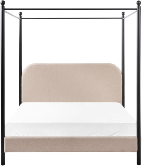 Himmelbett Bouclé DANNEMOIS 140 x 200 cm Taupe
