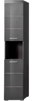 Trendteam 'Amanda' Hochschrank, Holz, Grau Hochglanz, 190 x 31 x 37 cm